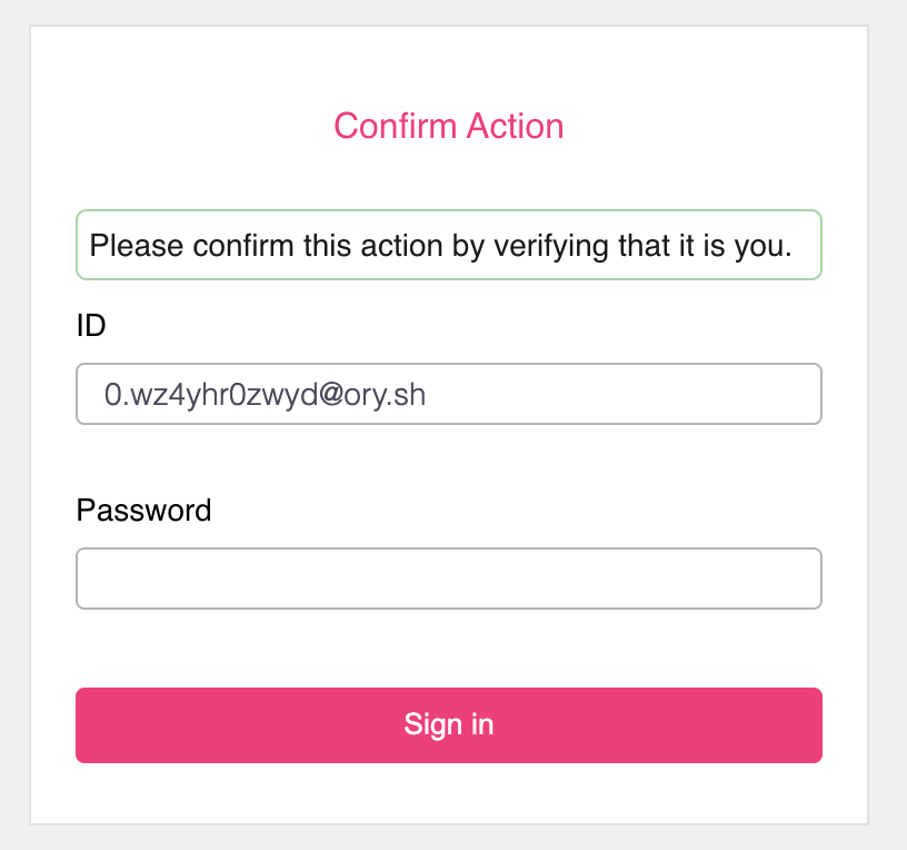 Confirming recovery codes generation in Ory Account Experience